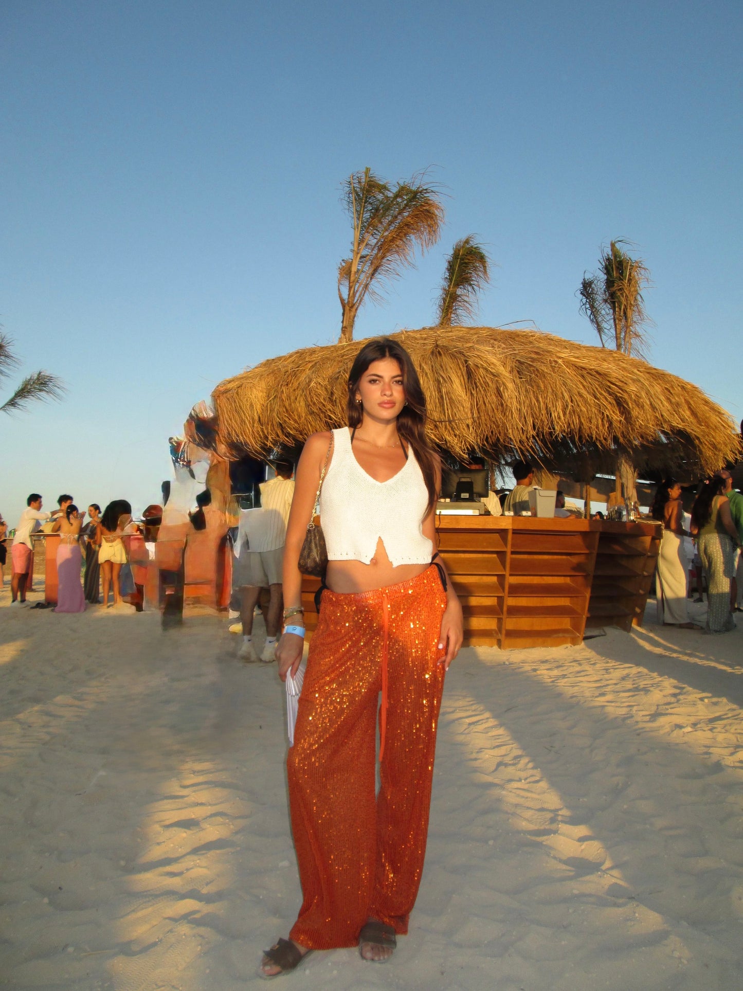 Orange Shine Pants