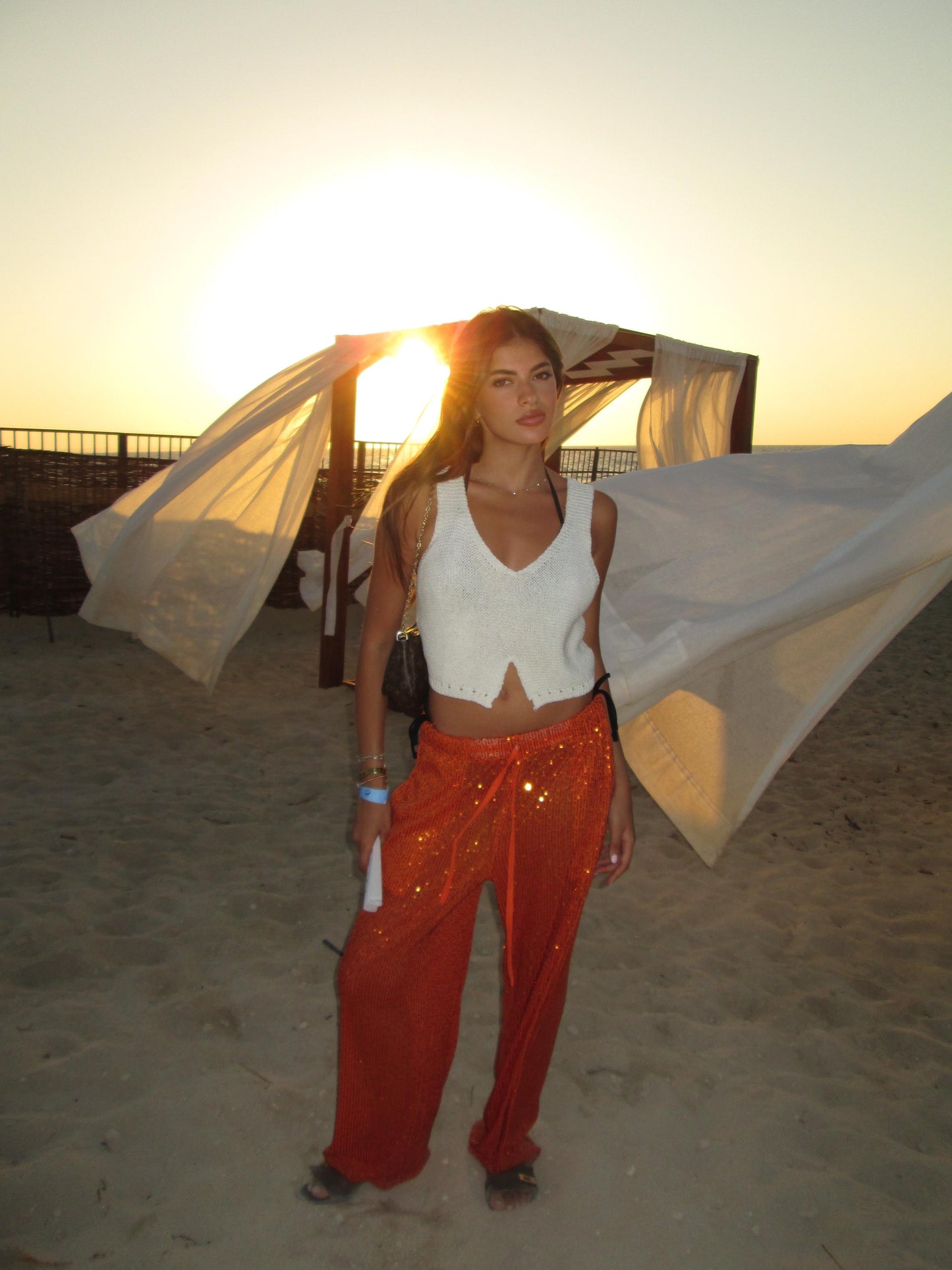 Orange Shine Pants