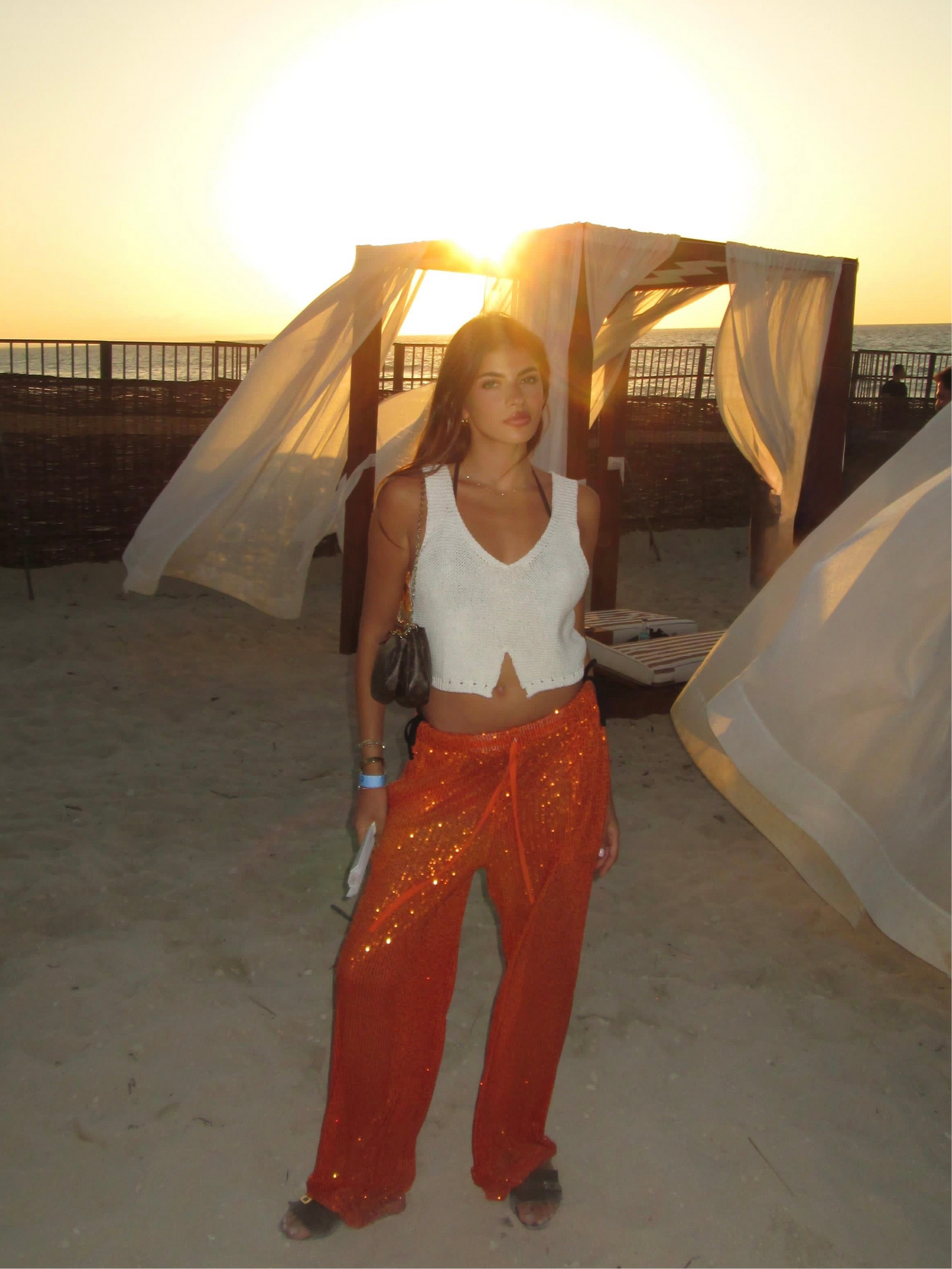 Orange Shine Pants
