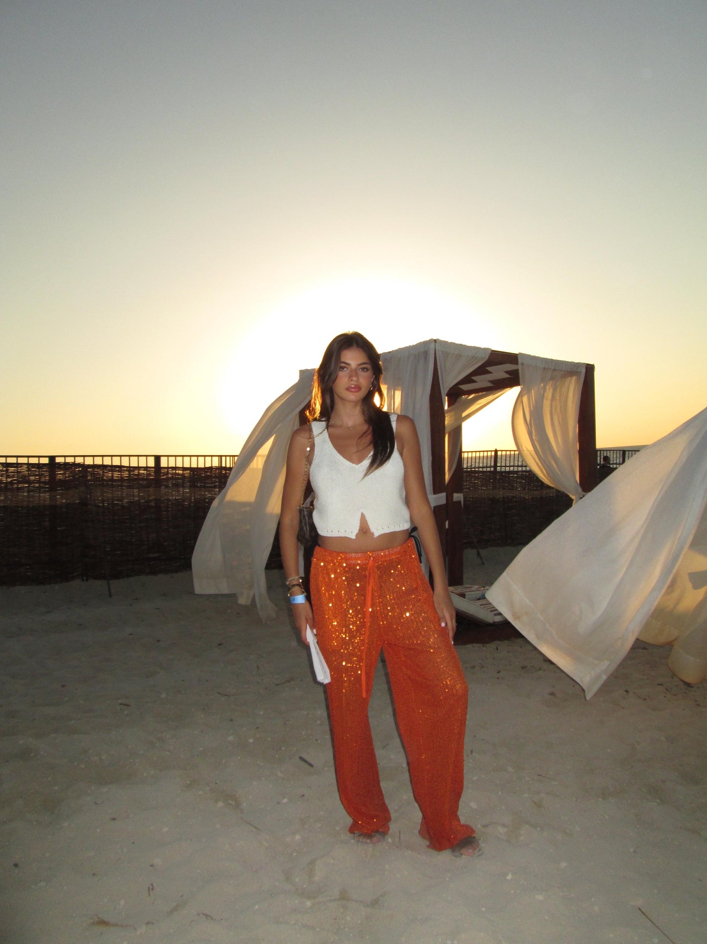 Orange Shine Pants