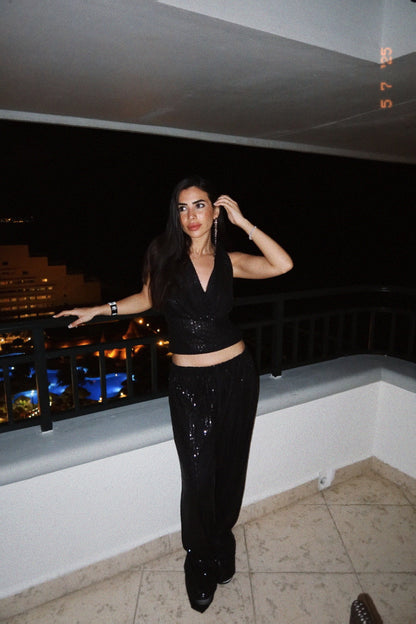 Black Shine Pants